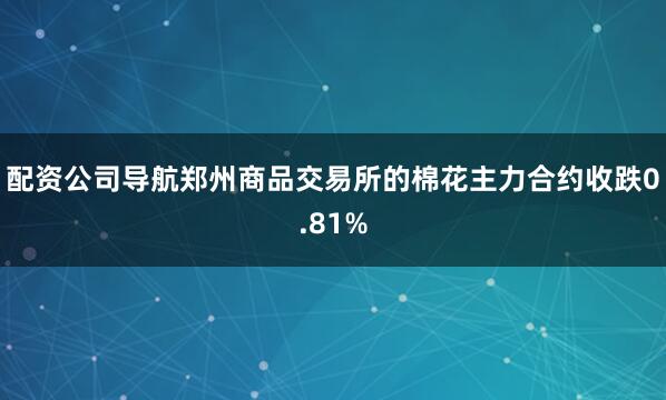 配资公司导航郑州商品交易所的棉花主力合约收跌0.81%